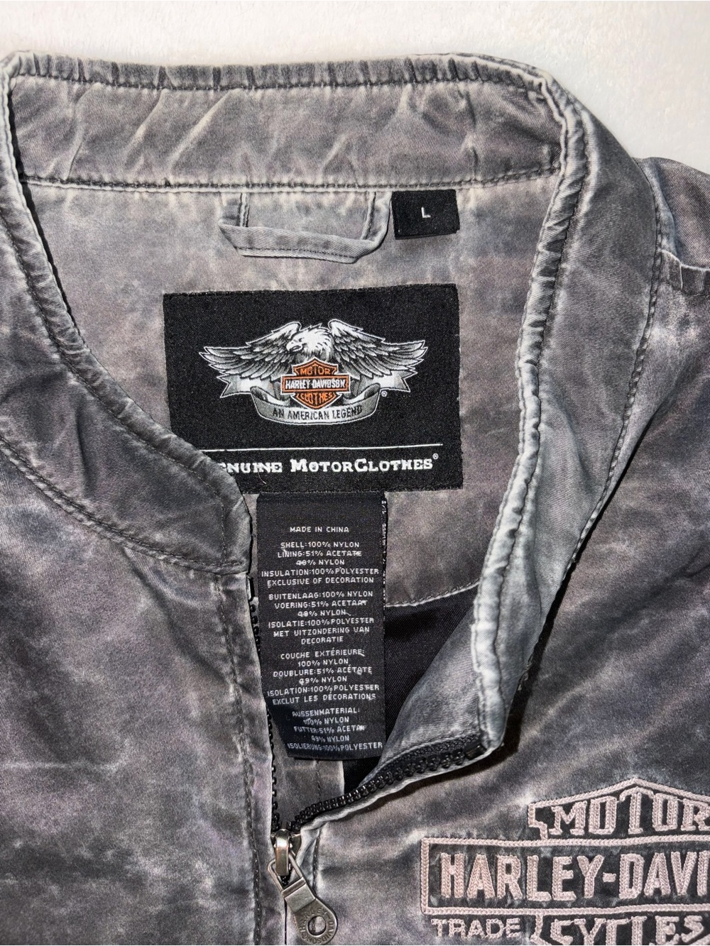 Harley-Davidson Charcoal grey Bomber Style Riding Jacket sz L - Picture 5 of 9